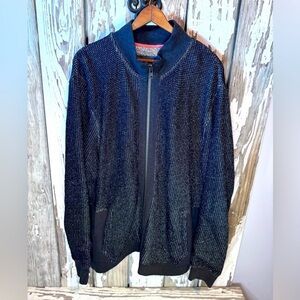 32 Bar Blue Jacket Size XL Black & White Mens Knit